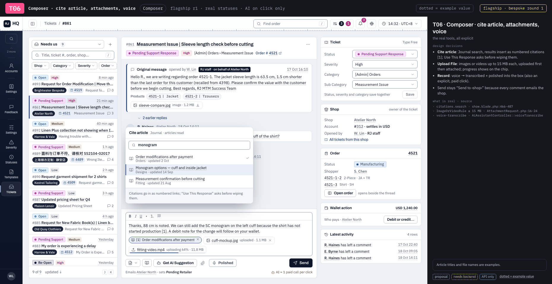 T06 · Composer · cite article, attachments, voice